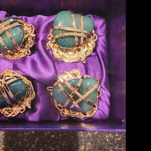 NOMI K JADE AND GOLD NAPKIN RINGS - NEW IN THE BOX